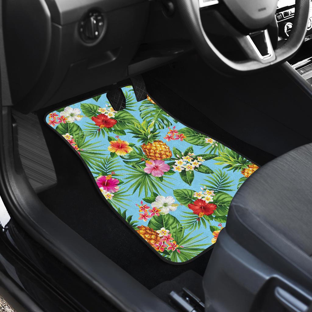 Pineapple Hawaiian flower Tropical Front and Back Car Floor Mats