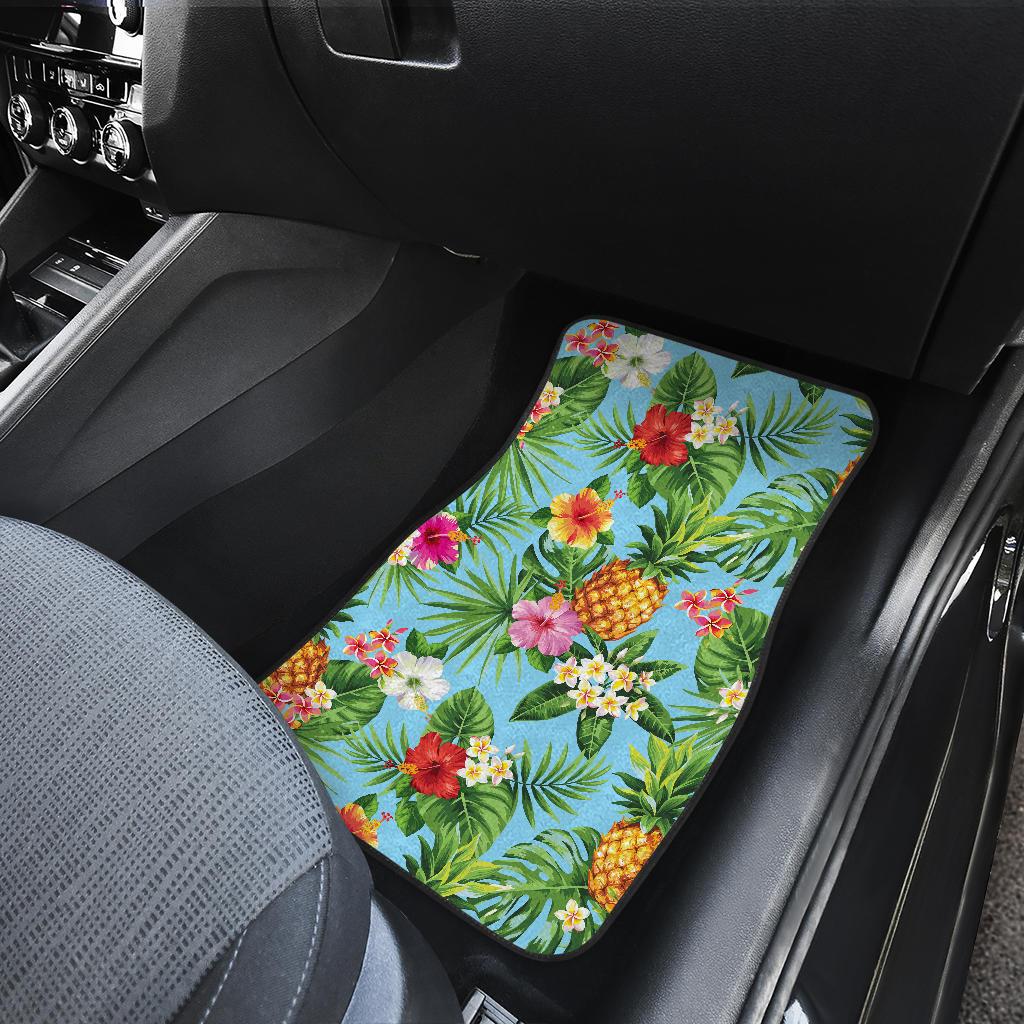 Pineapple Hawaiian flower Tropical Front and Back Car Floor Mats