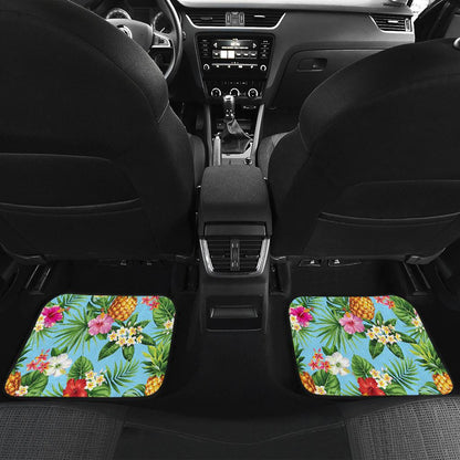 Pineapple Hawaiian flower Tropical Front and Back Car Floor Mats
