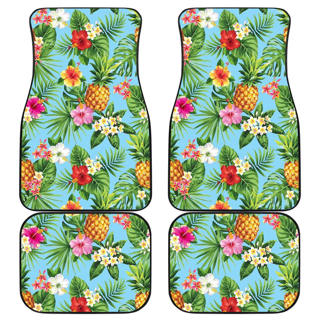 Pineapple Hawaiian flower Tropical Front and Back Car Floor Mats