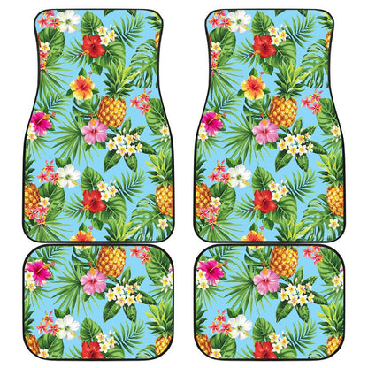 Pineapple Hawaiian flower Tropical Front and Back Car Floor Mats