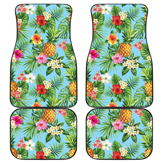 Pineapple Hawaiian flower Tropical Front and Back Car Floor Mats