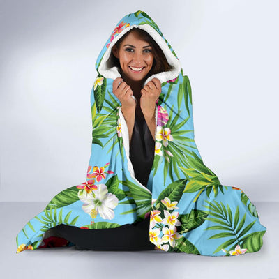 Pineapple Hawaiian flower Tropical Hooded Blanket-JORJUNE.COM