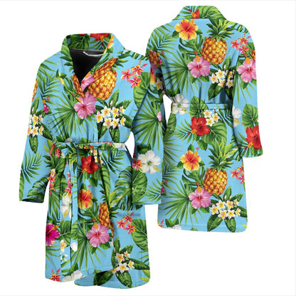 Pineapple Hawaiian Flower Tropical Men Bath Robe