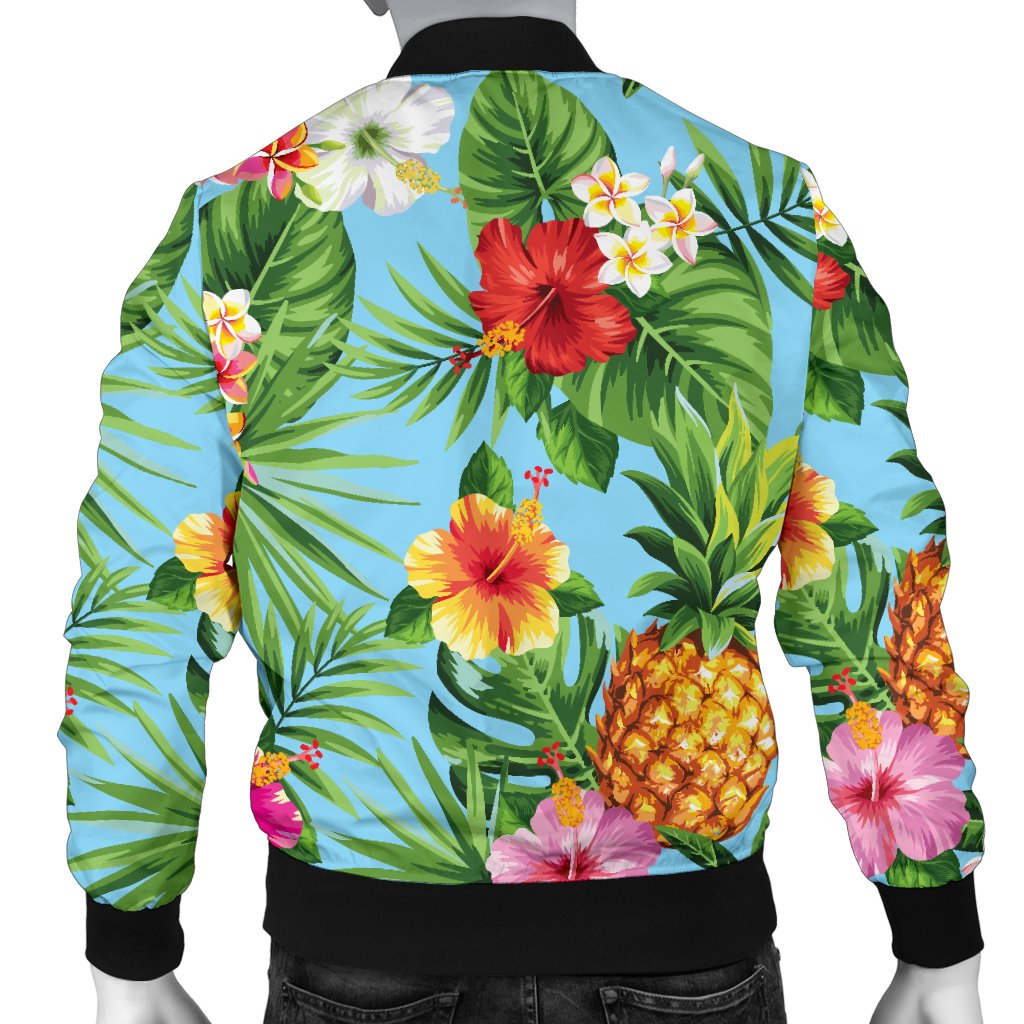 Pineapple Hawaiian Flower Tropical Men Casual Bomber Jacket