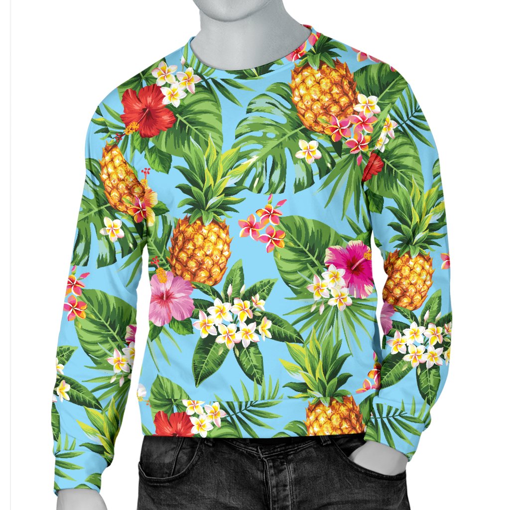 Pineapple Hawaiian Flower Tropical Men Crewneck Sweatshirt