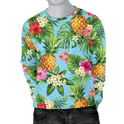 Pineapple Hawaiian Flower Tropical Men Crewneck Sweatshirt