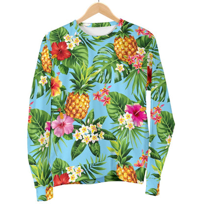 Pineapple Hawaiian Flower Tropical Men Crewneck Sweatshirt