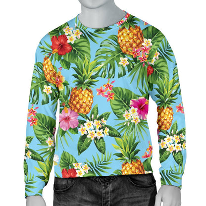 Pineapple Hawaiian Flower Tropical Men Crewneck Sweatshirt