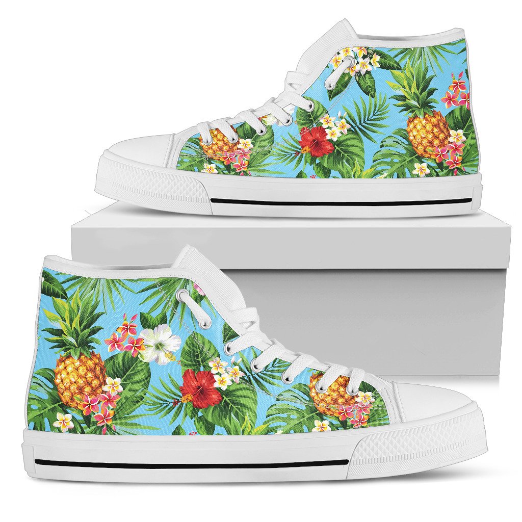 Pineapple Hawaiian flower Tropical Men High Top Shoes