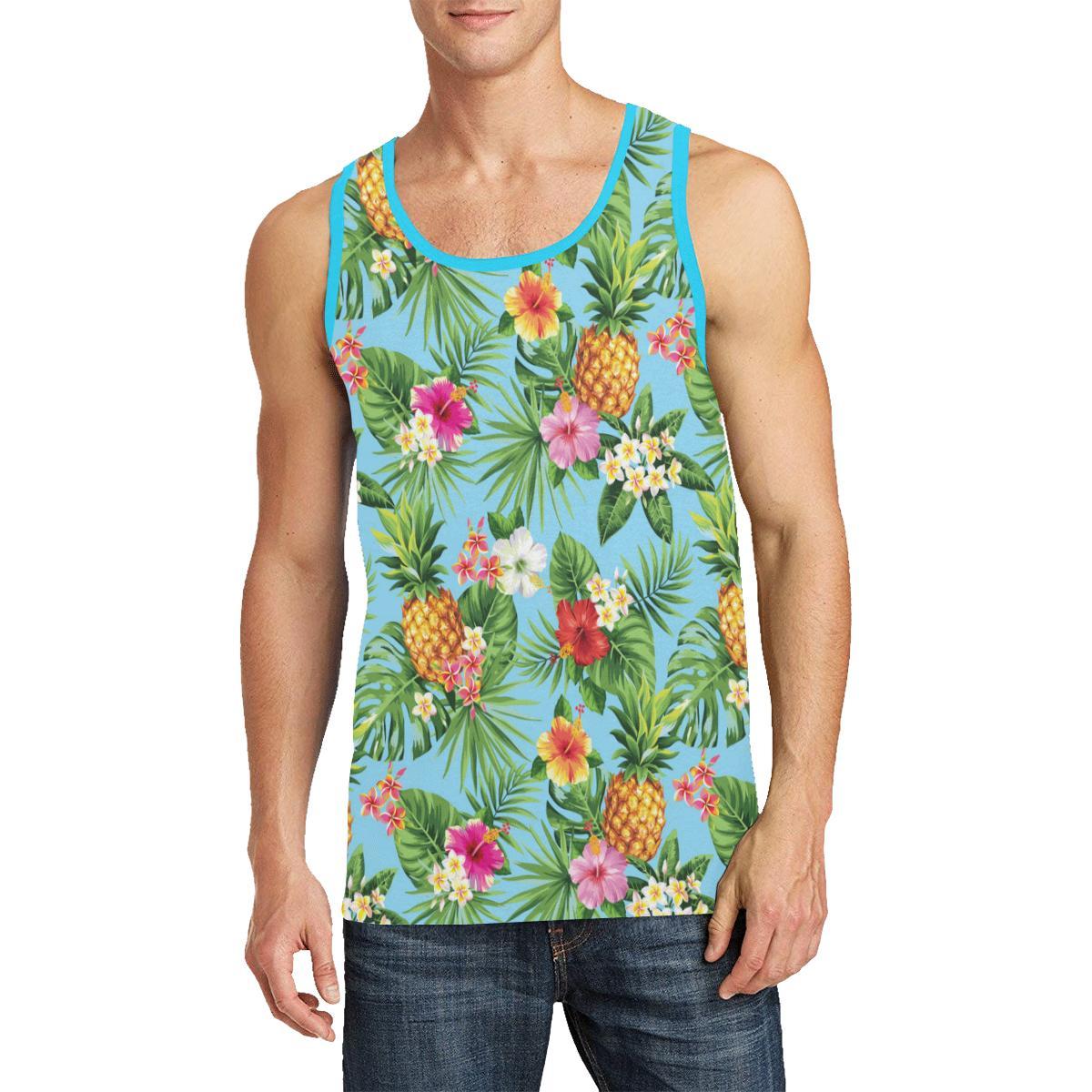 Pineapple Hawaiian flower Tropical Men Tank Top