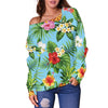 Pineapple Hawaiian Flower Tropical Off Shoulder Sweatshirt