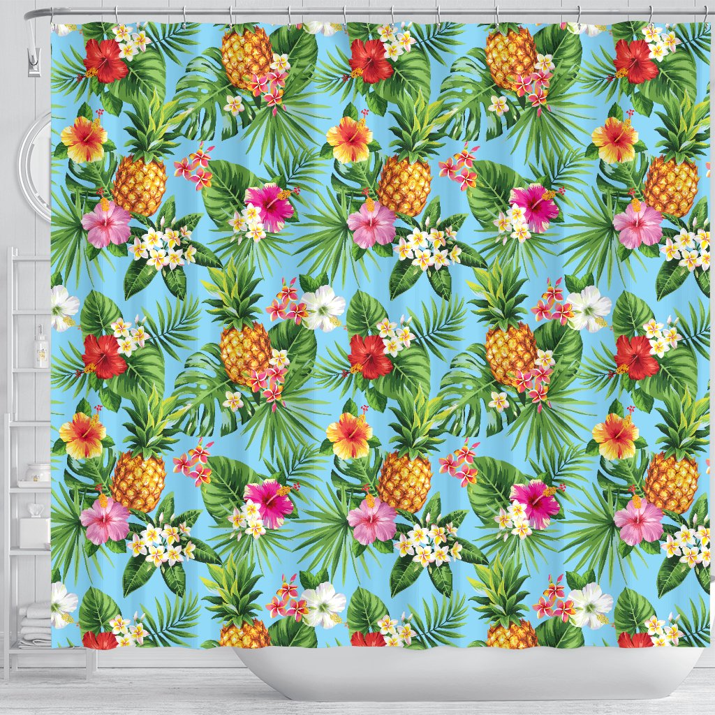 Pineapple Hawaiian Flower Tropical Shower Curtain