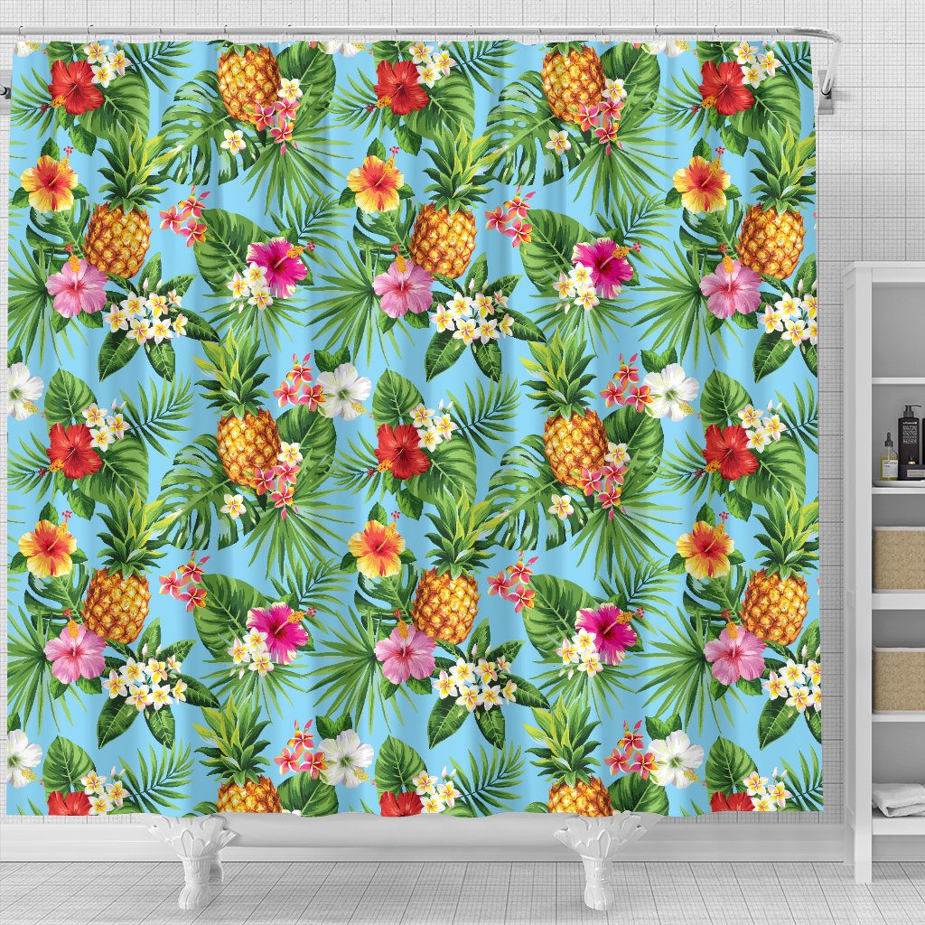 Pineapple Hawaiian Flower Tropical Shower Curtain