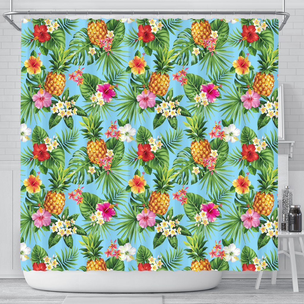 Pineapple Hawaiian Flower Tropical Shower Curtain