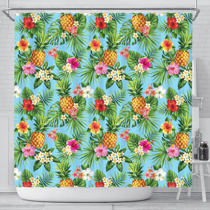 Pineapple Hawaiian Flower Tropical Shower Curtain