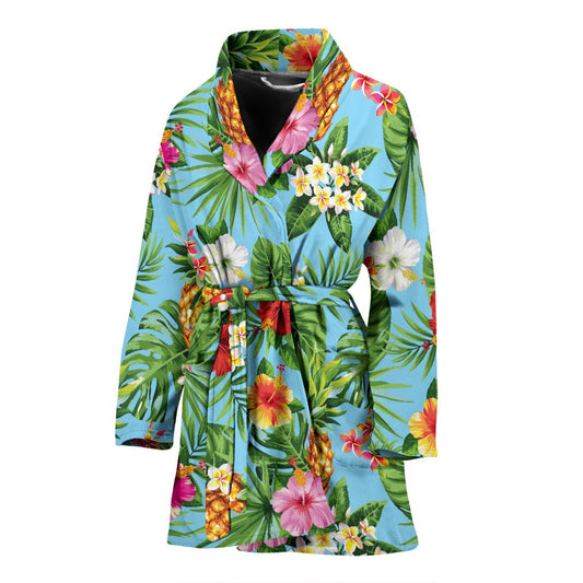 Pineapple Hawaiian flower Tropical Women Bath Robe