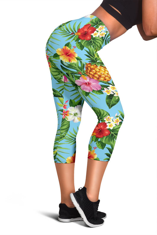 Pineapple Hawaiian Flower Tropical Women Capris