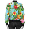 Pineapple Hawaiian Flower Tropical Women Casual Bomber Jacket