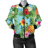 Pineapple Hawaiian Flower Tropical Women Casual Bomber Jacket