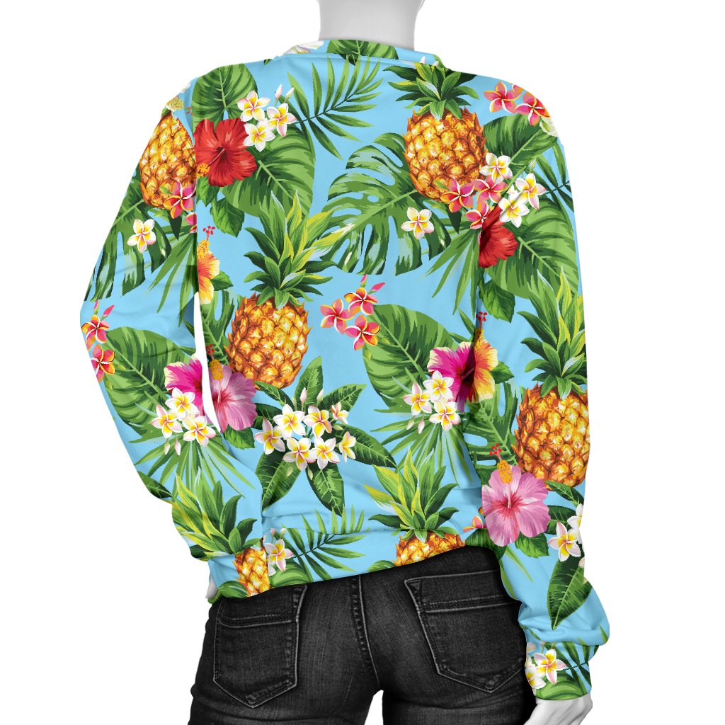 Pineapple Hawaiian Flower Tropical Women Crewneck Sweatshirt