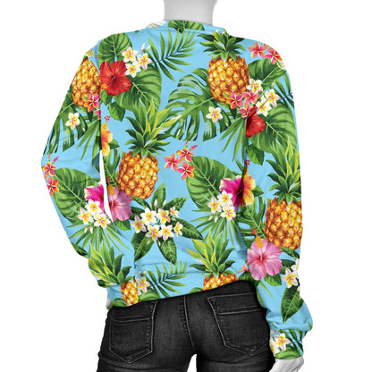 Pineapple Hawaiian Flower Tropical Women Crewneck Sweatshirt