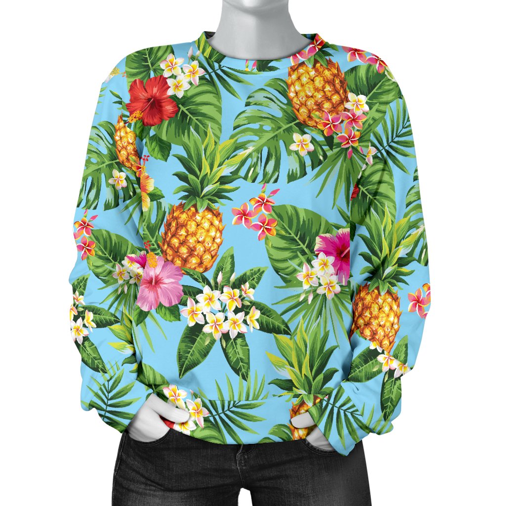 Pineapple Hawaiian Flower Tropical Women Crewneck Sweatshirt