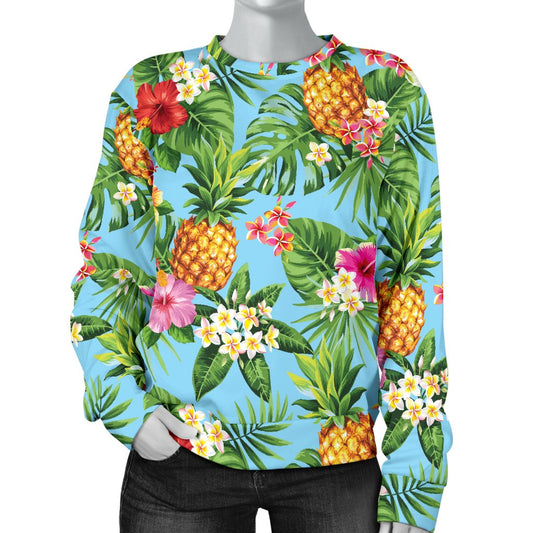 Pineapple Hawaiian Flower Tropical Women Crewneck Sweatshirt