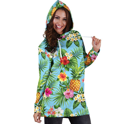 Pineapple Hawaiian flower Tropical Women Hoodie Dress