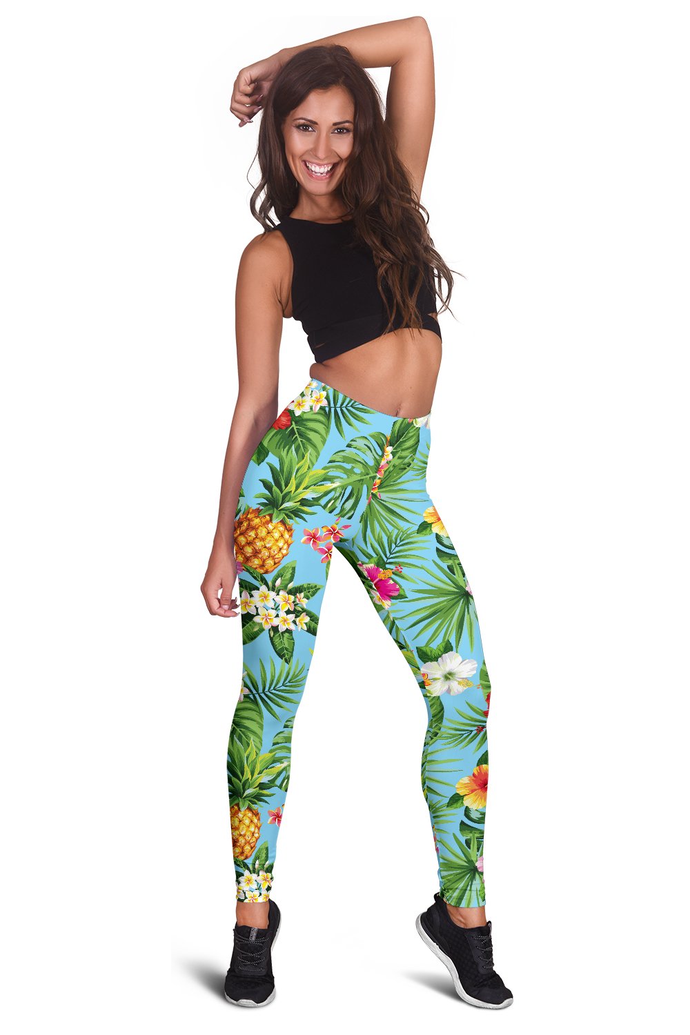 Pineapple Hawaiian Flower Tropical Women Leggings - JorJune