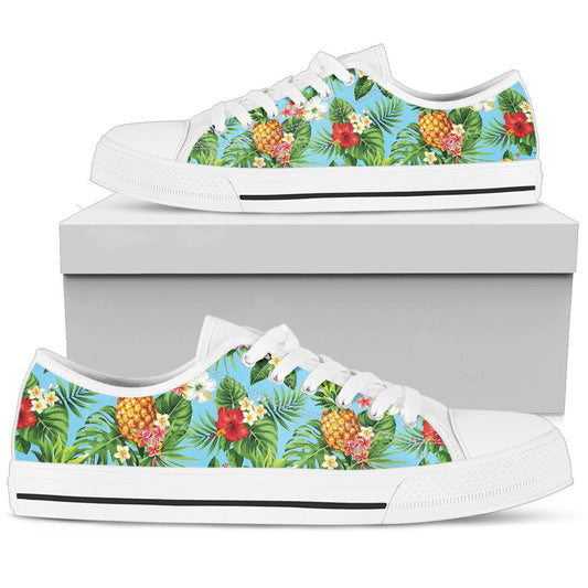 Pineapple Hawaiian flower Tropical Women Low Top Shoes