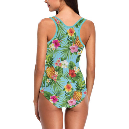 Pineapple Hawaiian flower Tropical Women's One Piece Swimsuit (Model S04)