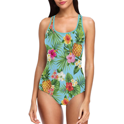 Pineapple Hawaiian flower Tropical Women's One Piece Swimsuit (Model S04)