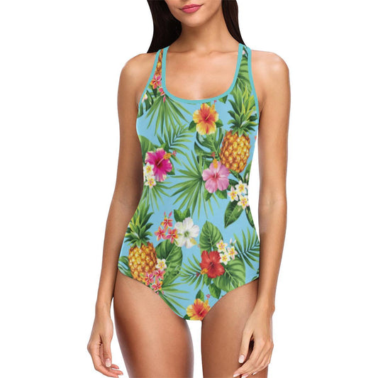 Pineapple Hawaiian flower Tropical Women's One Piece Swimsuit (Model S04)