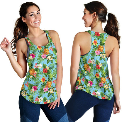Pineapple Hawaiian flower Tropical Women Racerback Tank Top