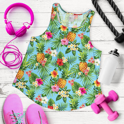 Pineapple Hawaiian flower Tropical Women Racerback Tank Top