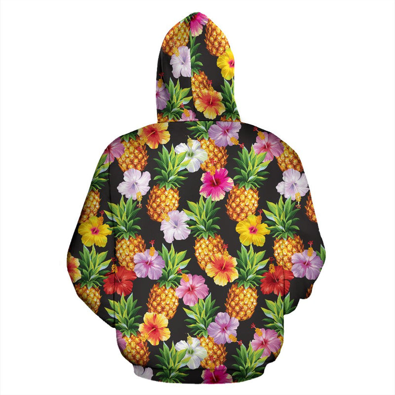 Pineapple Hibiscus All Over Zip Up Hoodie