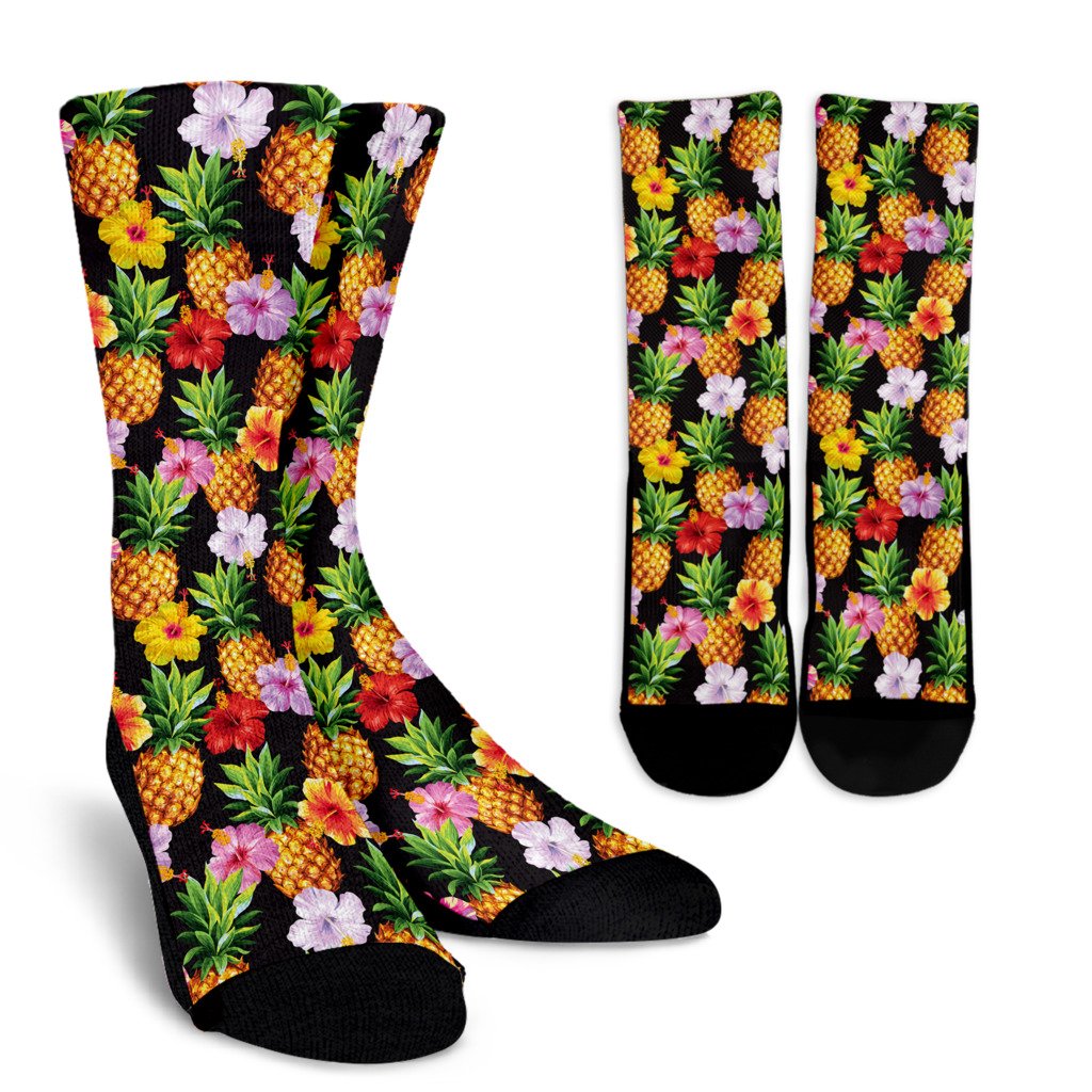 Pineapple Hibiscus Crew Socks