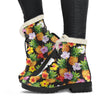 Pineapple Hibiscus Faux Fur Leather Boots