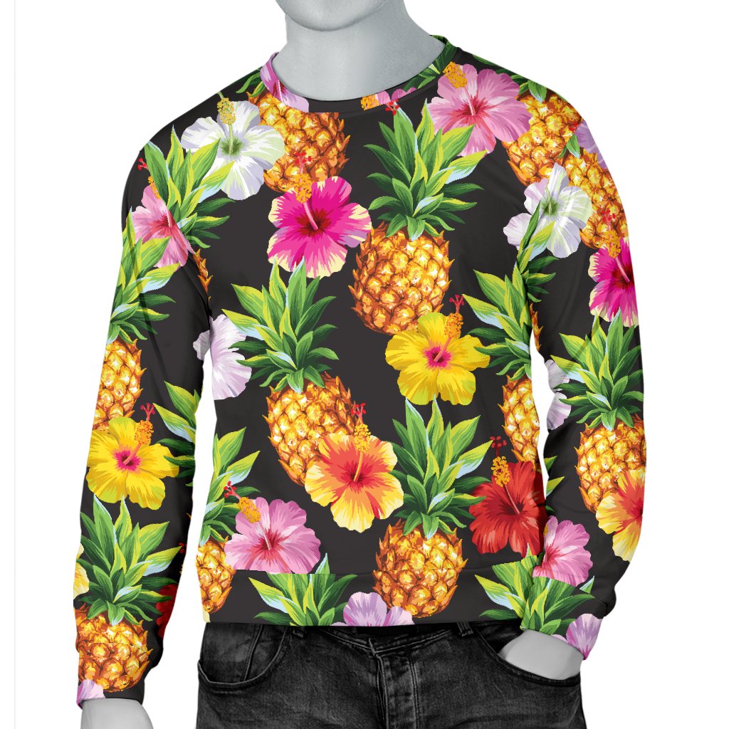 Pineapple Hibiscus Men Crewneck Sweatshirt