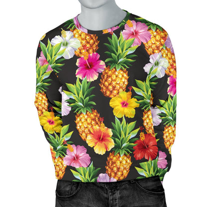 Pineapple Hibiscus Men Crewneck Sweatshirt