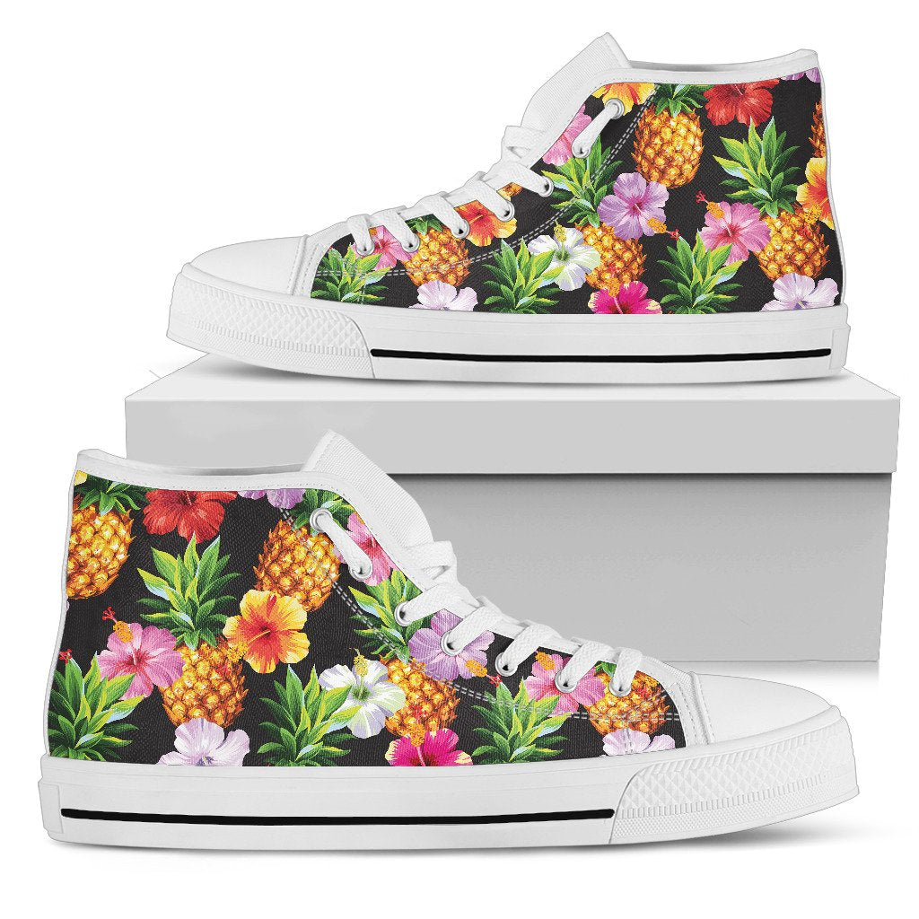 Pineapple Hibiscus Men High Top Shoes