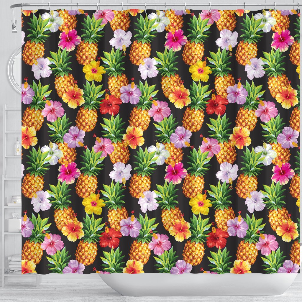 Pineapple Hibiscus Shower Curtain