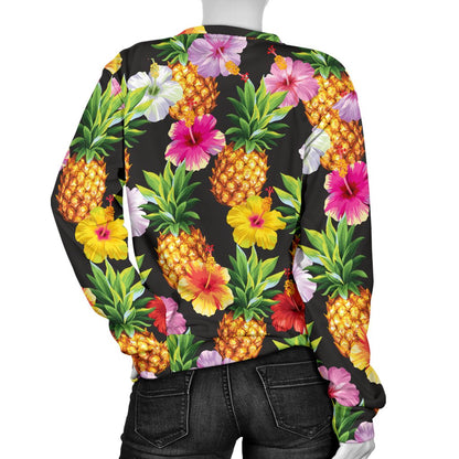 Pineapple Hibiscus Women Crewneck Sweatshirt