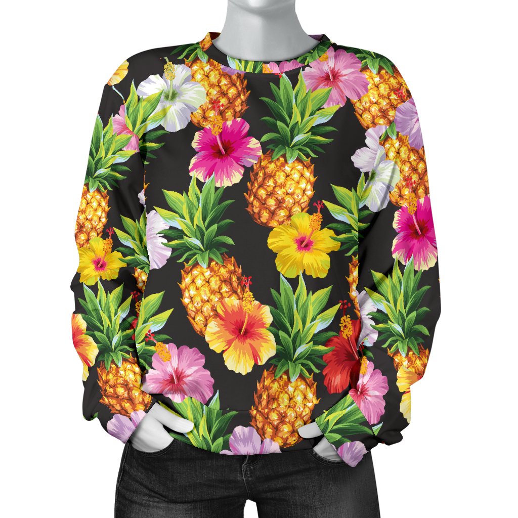Pineapple Hibiscus Women Crewneck Sweatshirt