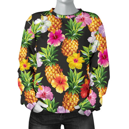 Pineapple Hibiscus Women Crewneck Sweatshirt