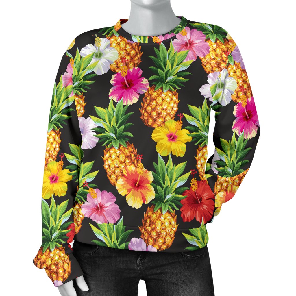 Pineapple Hibiscus Women Crewneck Sweatshirt