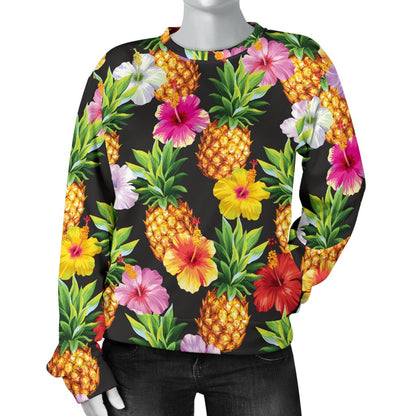 Pineapple Hibiscus Women Crewneck Sweatshirt