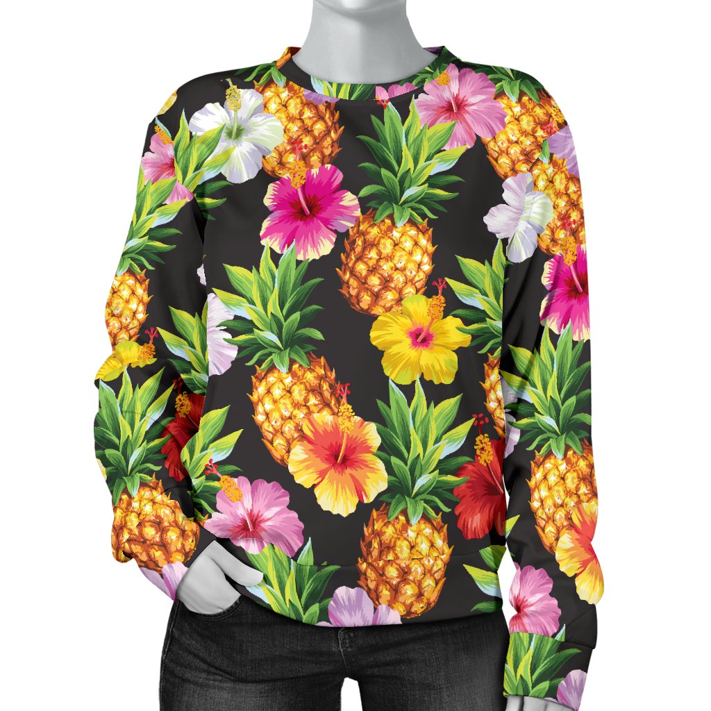 Pineapple Hibiscus Women Crewneck Sweatshirt