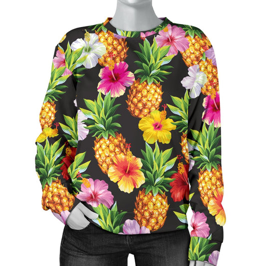 Pineapple Hibiscus Women Crewneck Sweatshirt